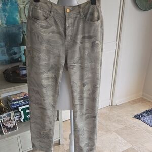 Women's Metallic Swirl Skinny Jeans - Taupe